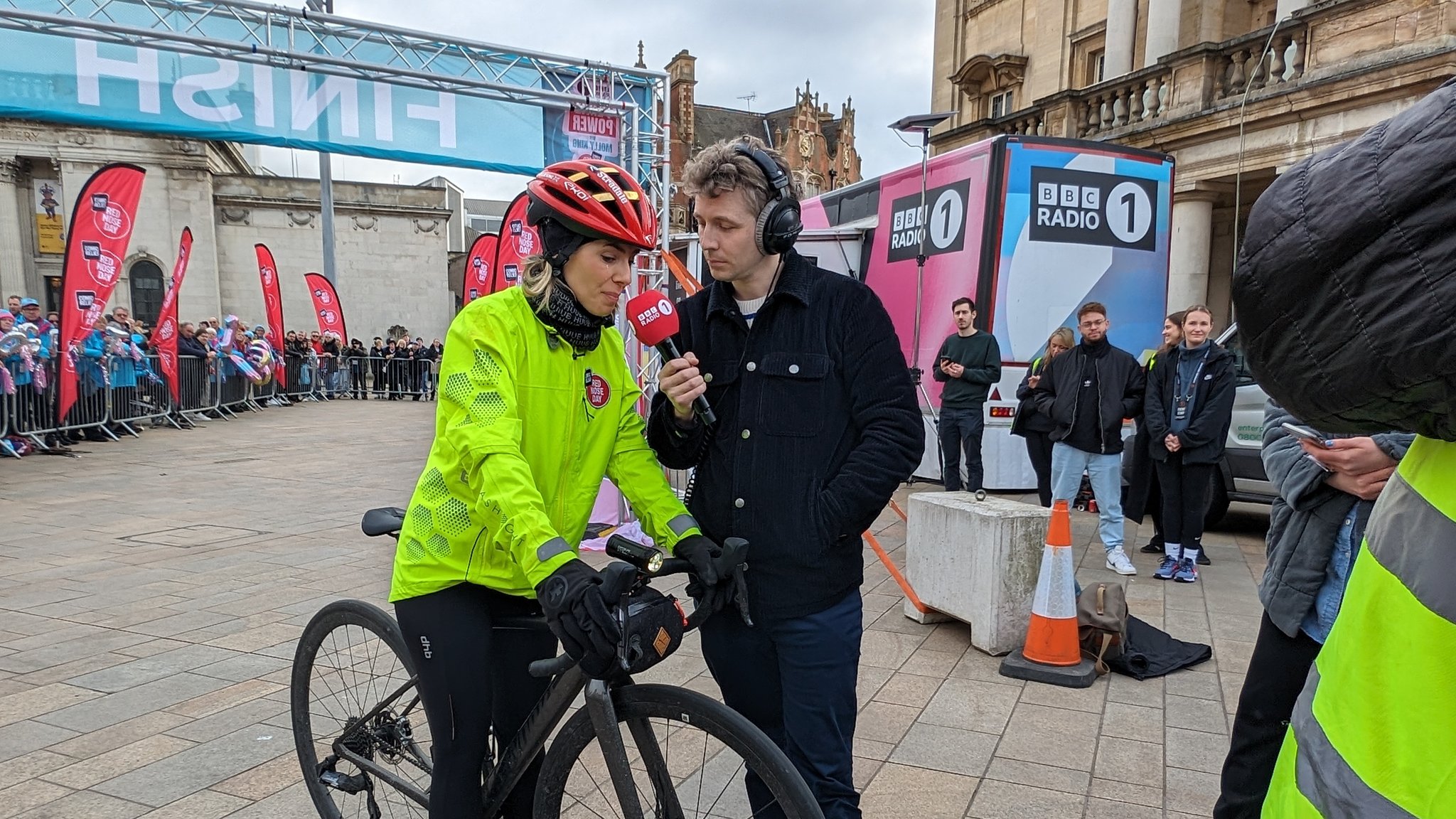 Tears at finish line as Mollie King completes Comic Relief cycle